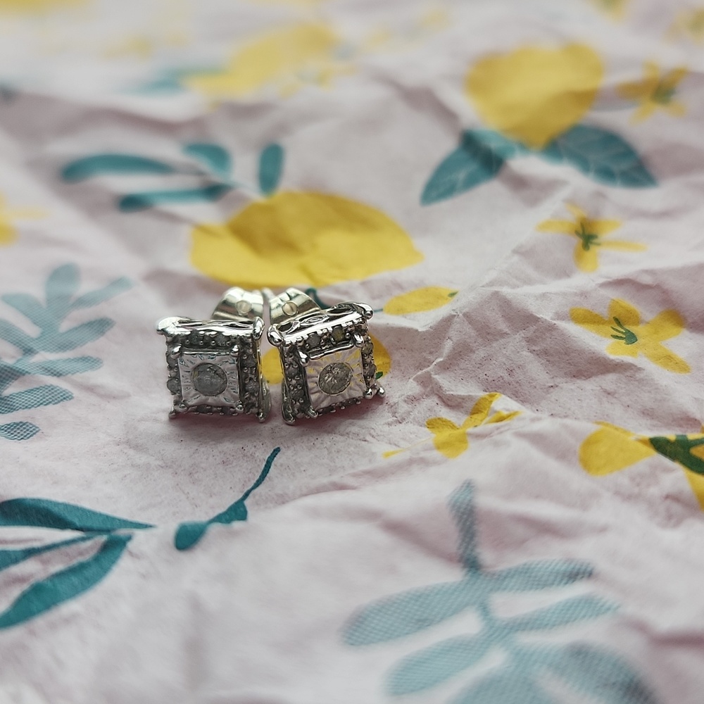 Natalia Drake Diamond Stud Earrings in 925 Sterling Silver - Picture 4 of 5